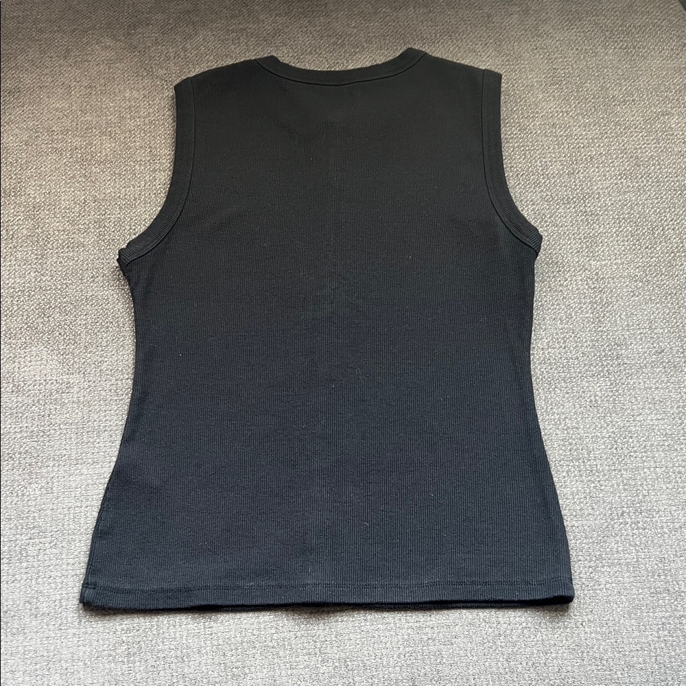 Abercrombie & Fitch Black Ribbed Sleeveless Button-Front Tank - Picture 3 of 3